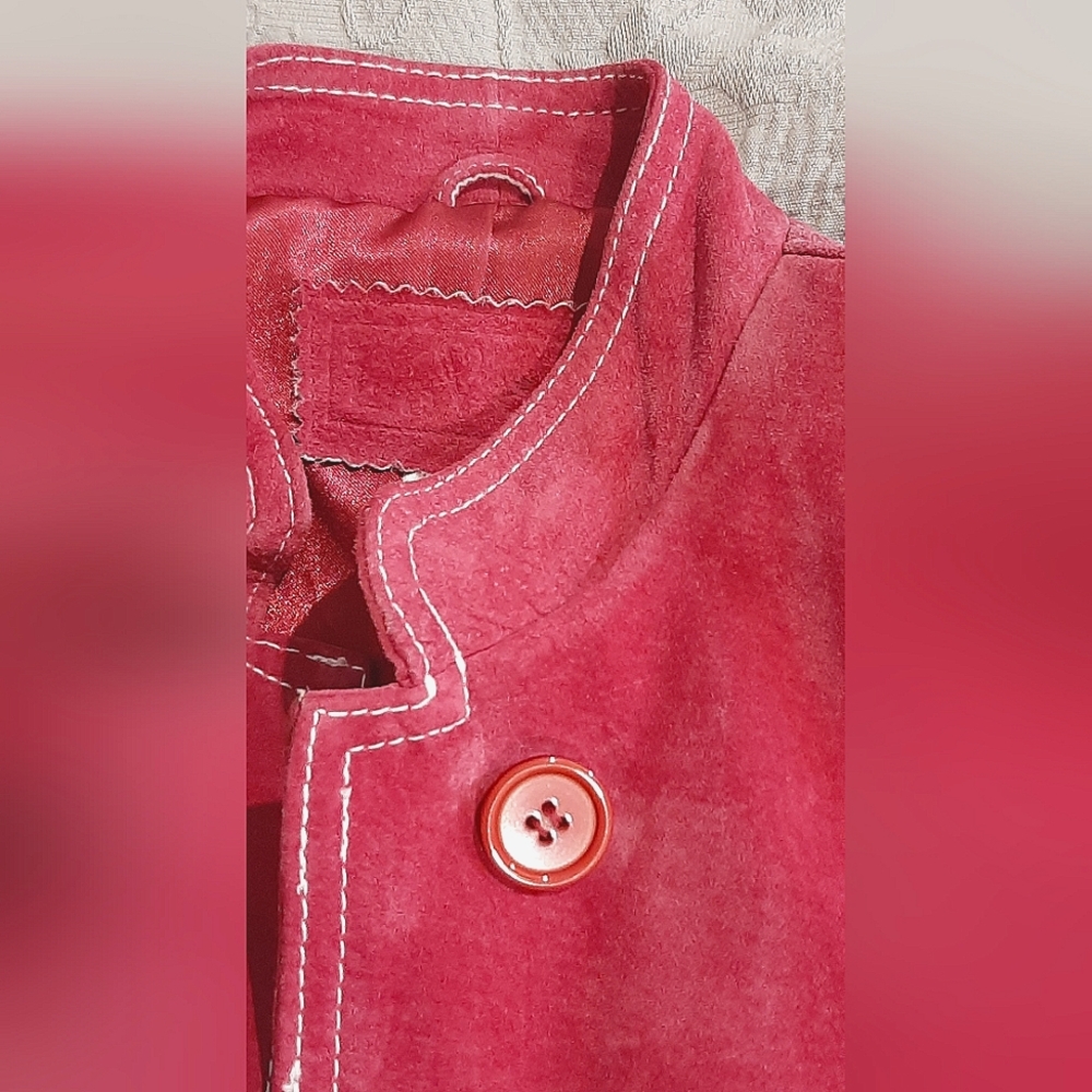 Hot Pink Suede Leather Jacket - Picture 7 of 14